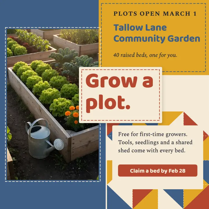 Tallow Lane community garden plots post, patchwork quilt template