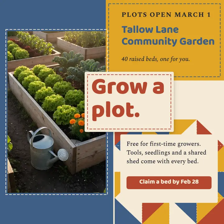 Tallow Lane community garden plots post, patchwork quilt template
