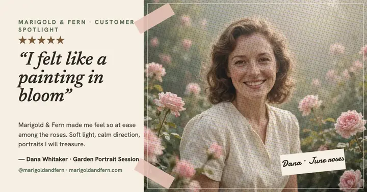 Marigold and Fern garden spotlight post template
