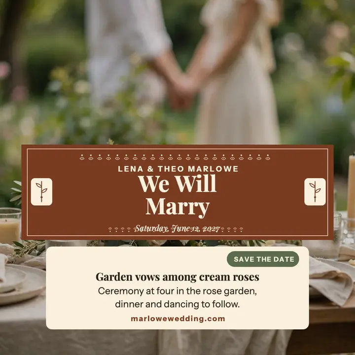Lena and Theo garden rose invite: wedding invitation template