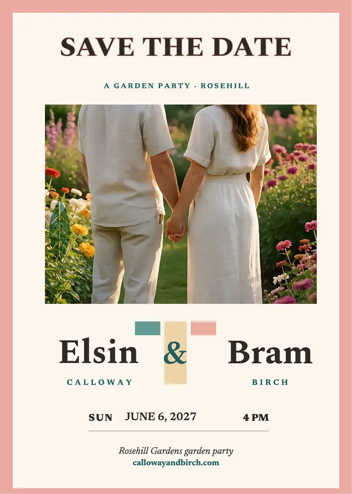 Elsin and Bram garden save the date: save the date invitation template