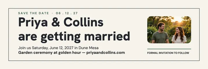 Priya and Collins garden save the date header template