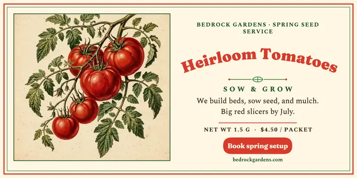 Bedrock Gardens tomato seed service post template