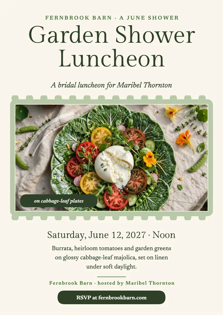 Garden shower cabbage luncheon flyer template