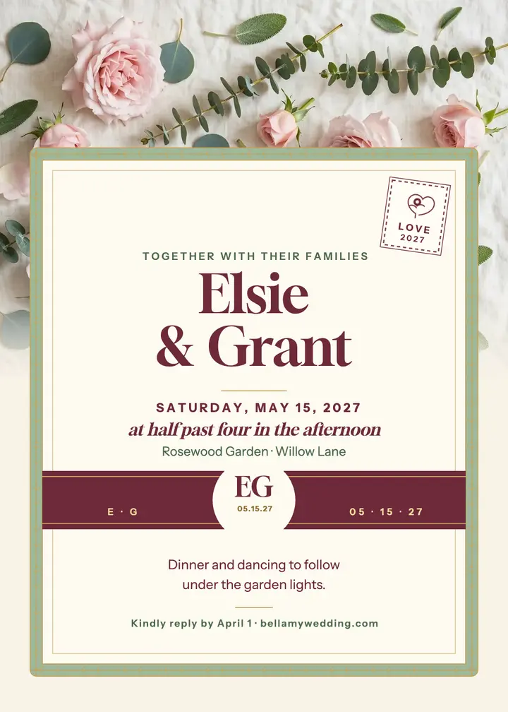 Elsie and Grant garden suite invitation template