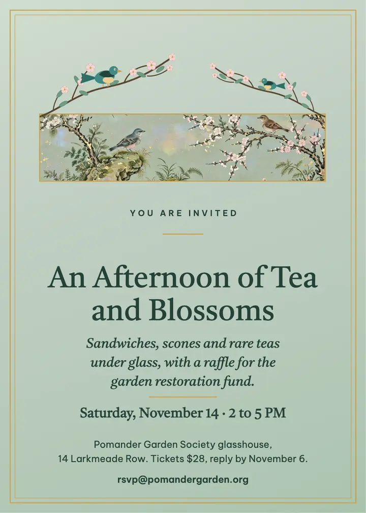 Garden tea afternoon benefit invitation, chinoiserie template