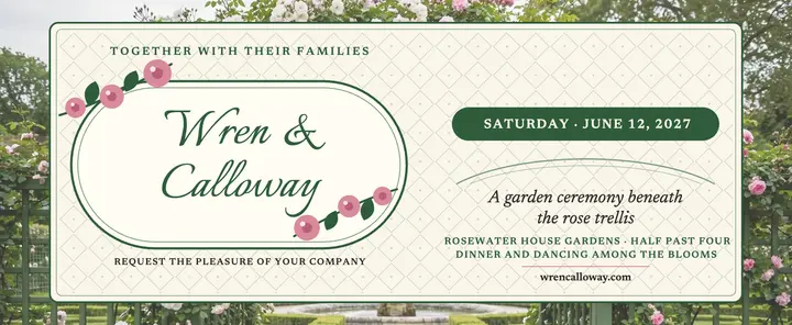 Wren and Calloway garden trellis invitation: garden wedding invitation template