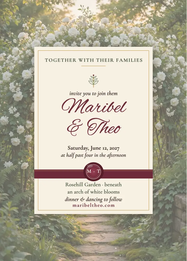 Maribel and Theo garden wax seal invitation template