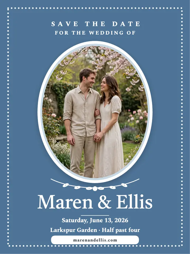 Maren and Ellis garden save the date: wedding save the date template