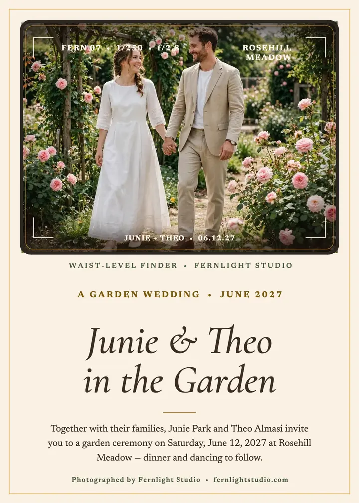 Junie and Theo garden finder invitation template