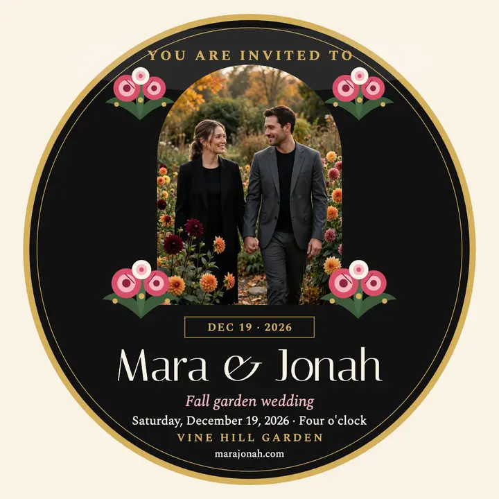 Mara and Jonah fall garden wedding invitation template