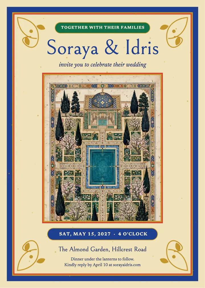 Soraya and Idris garden wedding invitation template