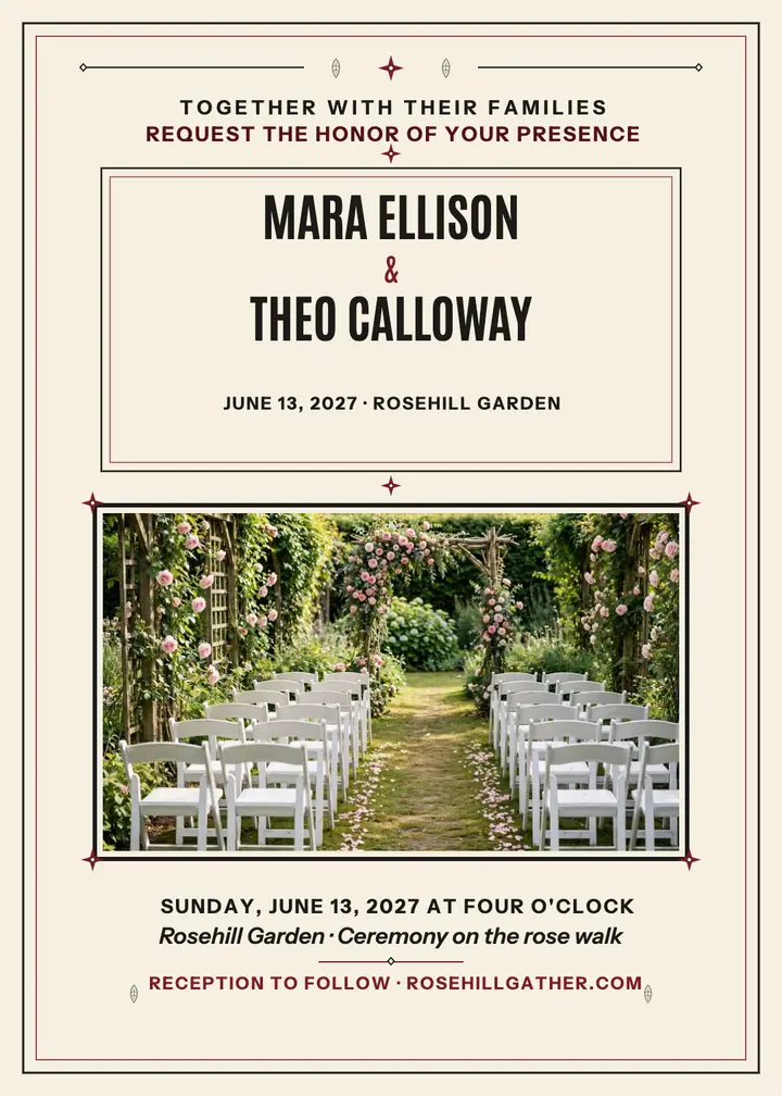 Mara and Theo garden ornament invitation template