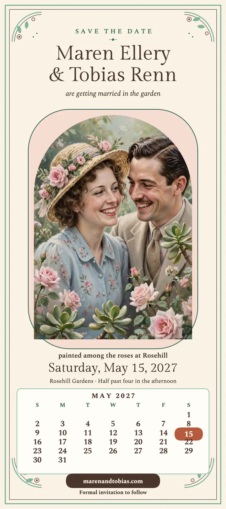 Maren and Tobias garden save the date template