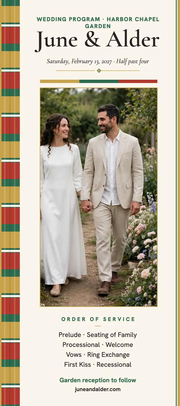 June and Alder garden wedding program template