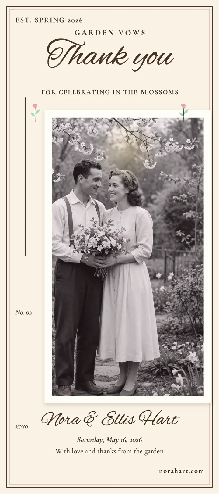 Garden wedding tinted thank you rack card template