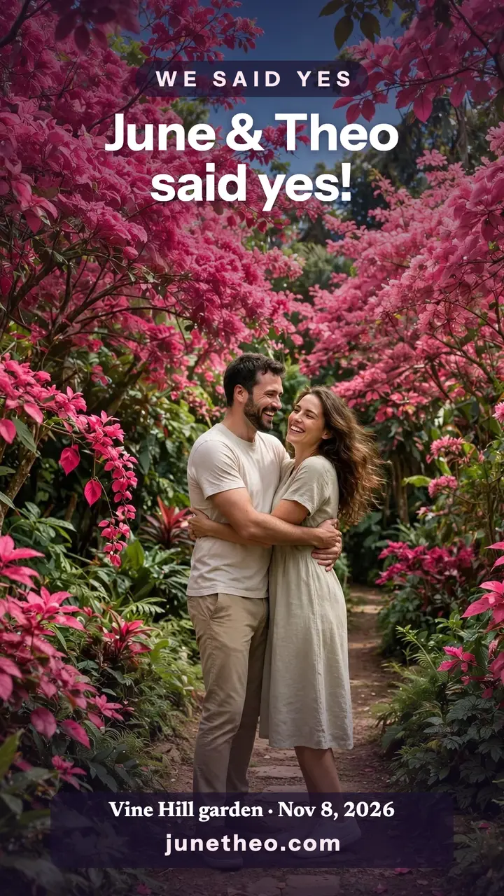 June and Theo garden engagement story template