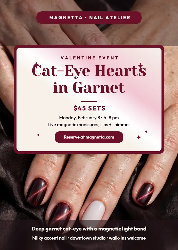Magnetta Valentine cat-eye nail invitation template
