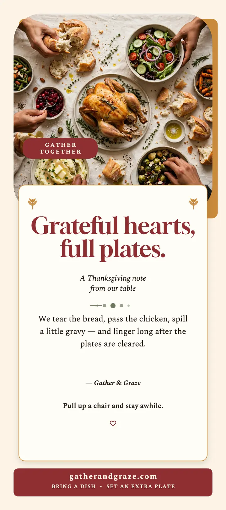 Gather and Graze Thanksgiving quote rack card template
