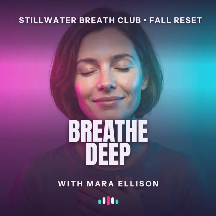 Breathe Deep breathwork podcast cover, gel portrait template
