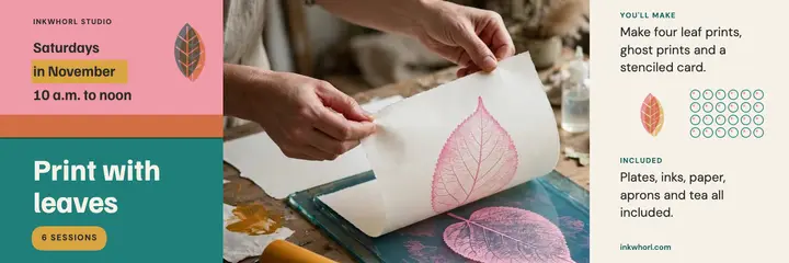 Gel plate printmaking class X header: printmaking class header template