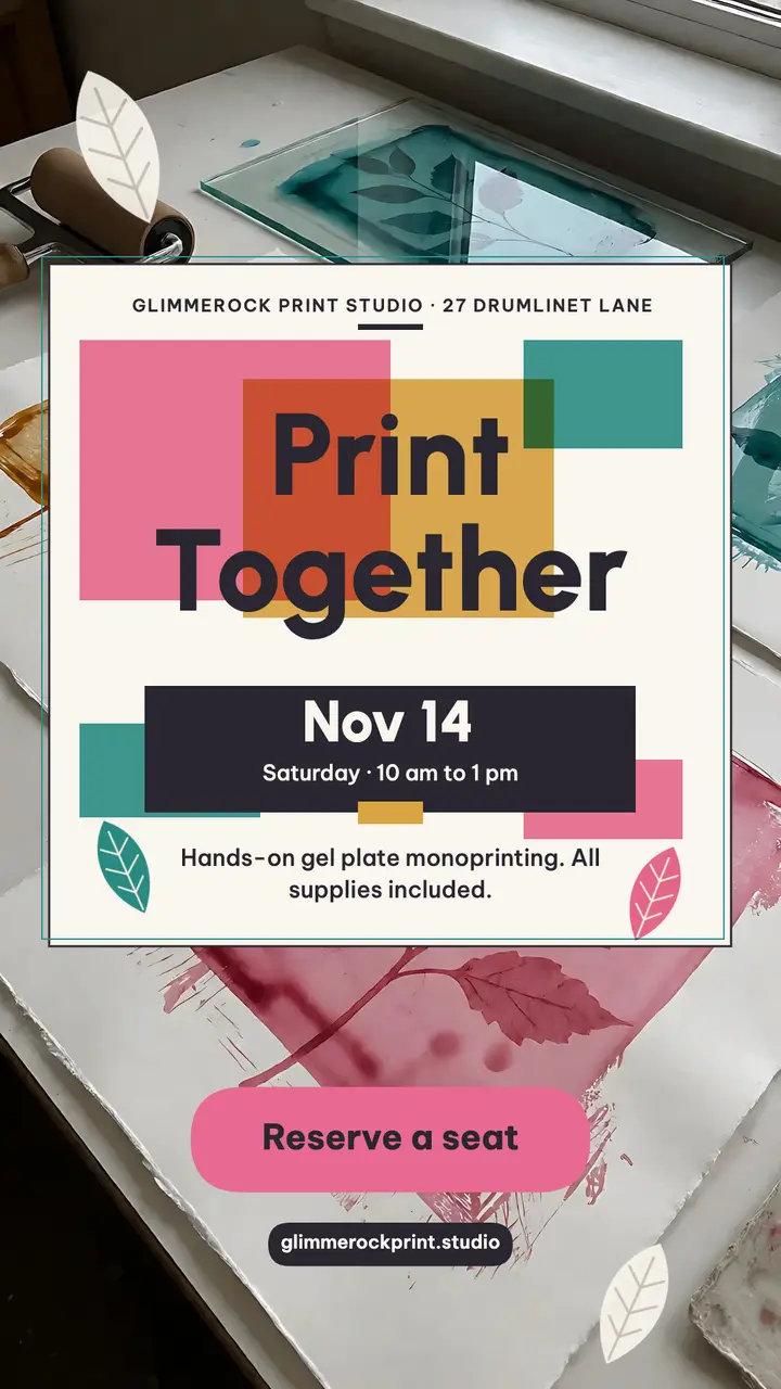 Gel plate monoprinting workshop story template