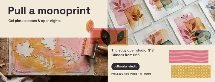 Pullworks gel plate print studio Facebook cover template