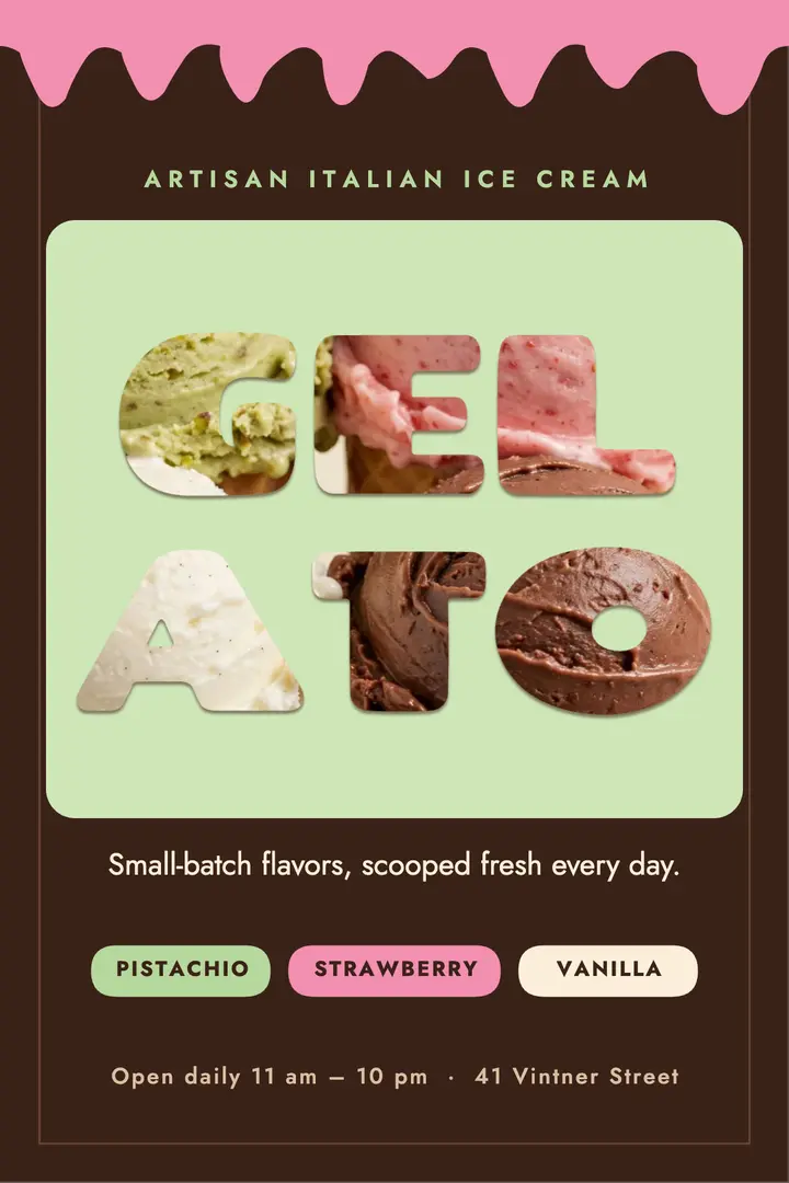 Gelato photo-lettering poster template