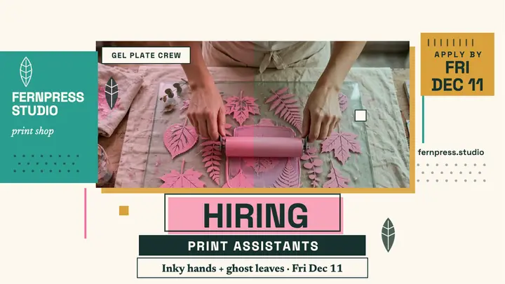 Fernpress Studio hiring print assistants thumbnail template
