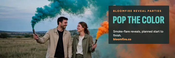 Colored smoke reveal party X header template