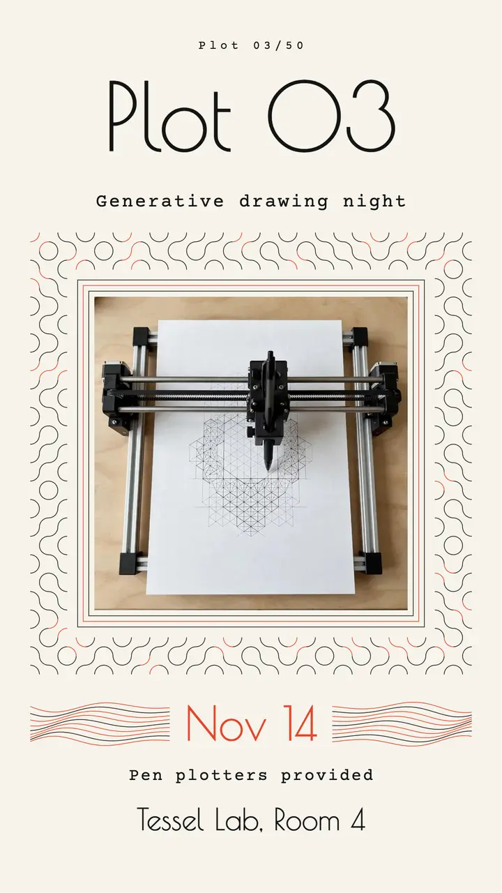 Generative drawing night class story, pen plotter template