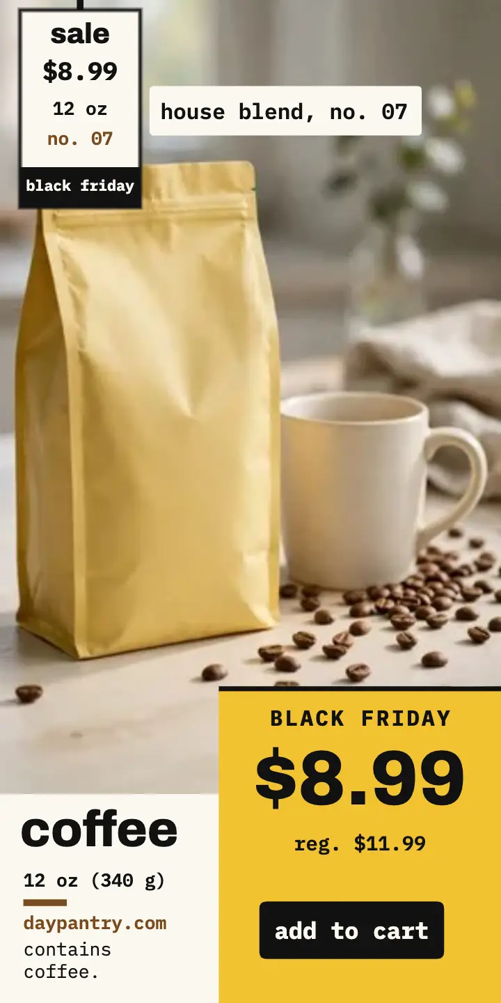 Daypantry generic coffee Black Friday ad template