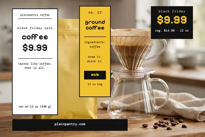 Plainpantry generic coffee sale postcard: coffee postcard template