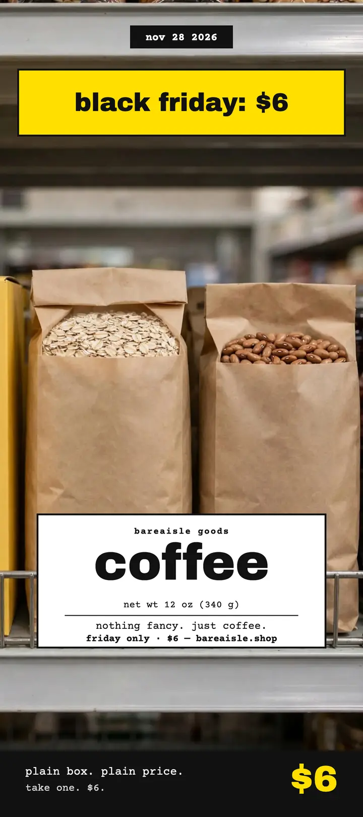 Bareaisle coffee Black Friday rack card: black friday coffee sale template