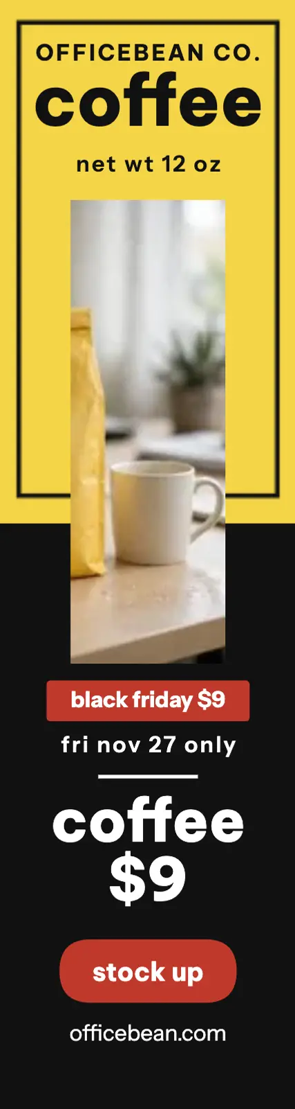 Officebean coffee Black Friday skyscraper template