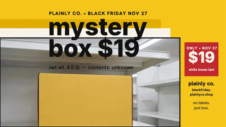 Plainly Co. mystery box sale thumbnail template