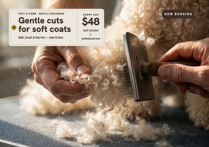 Gentle puppy cut grooming promo template