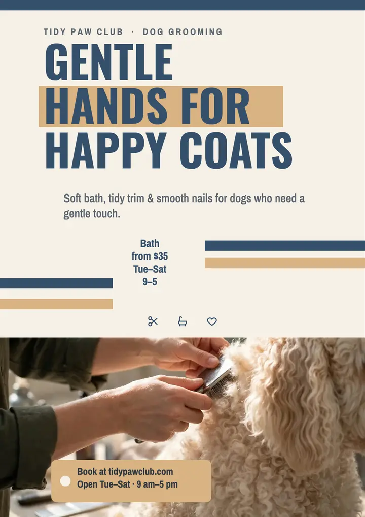Tidy Paw Club gentle grooming flyer template