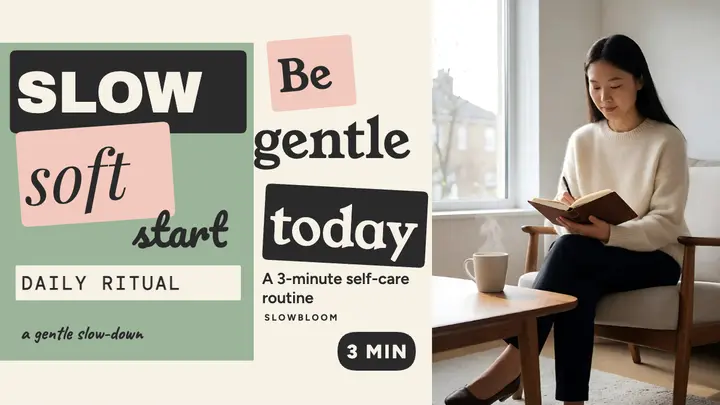 Slowbloom Be gentle today self-care thumbnail template