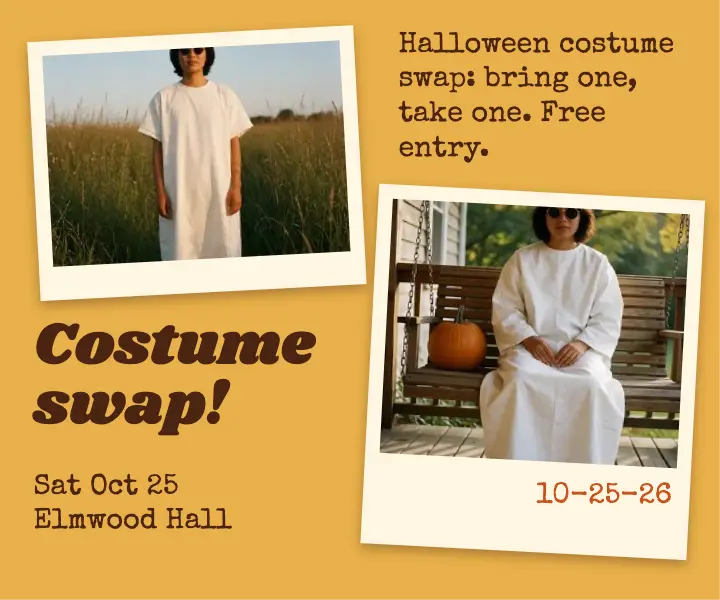 Ghost costume swap Halloween ad template
