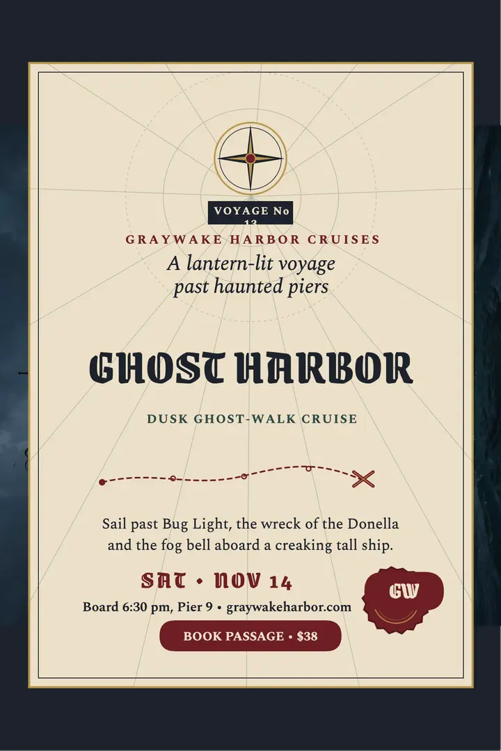 Graywake ghost harbor cruise poster template
