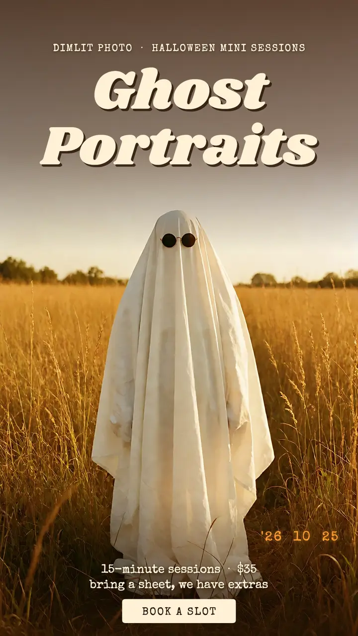 Halloween sheet ghost mini sessions story template