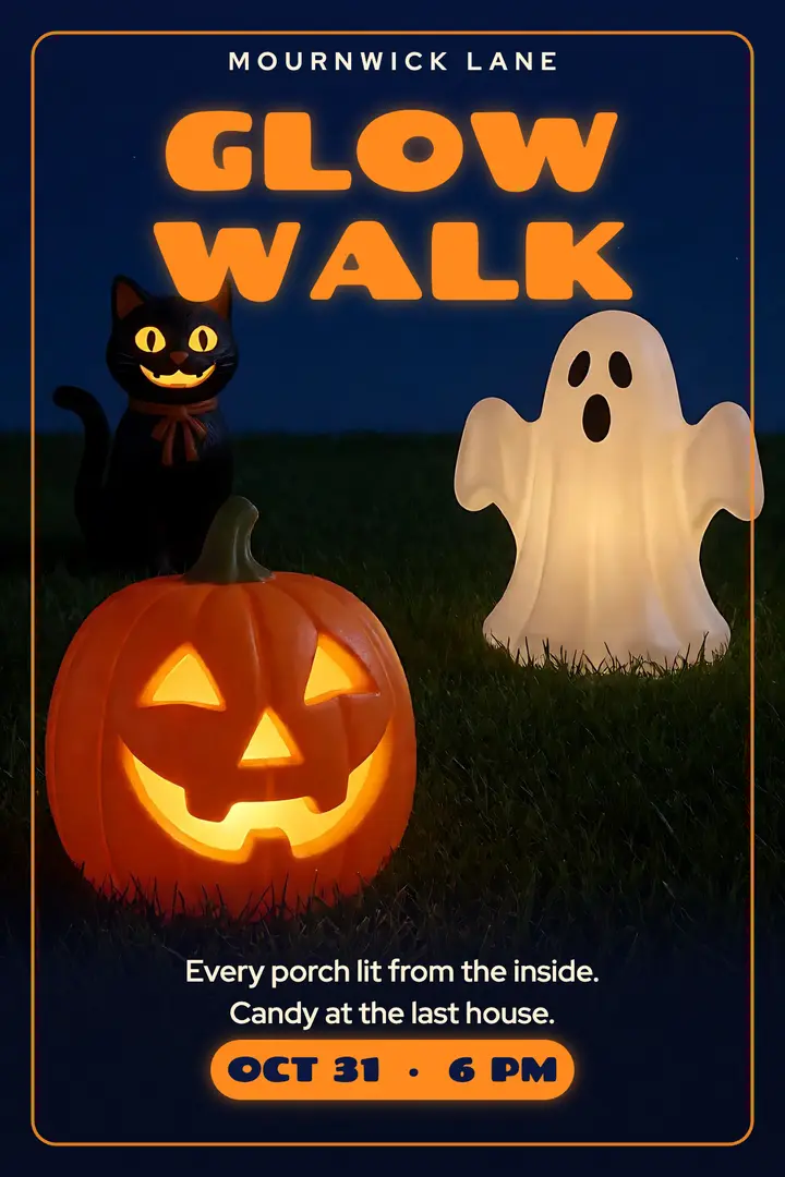 Halloween lawn glow walk poster, blow-mold glow template