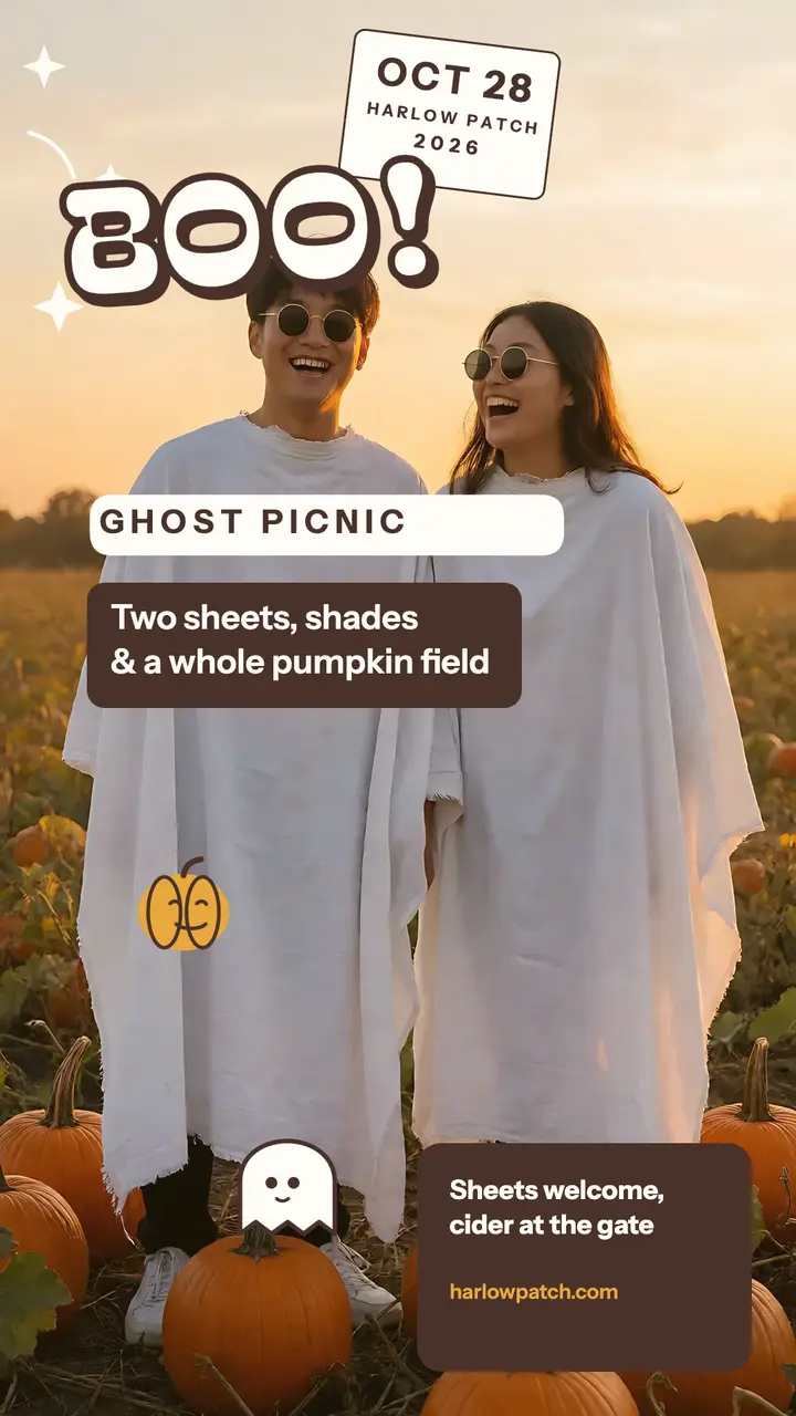 Ghost picnic sheet costume story template