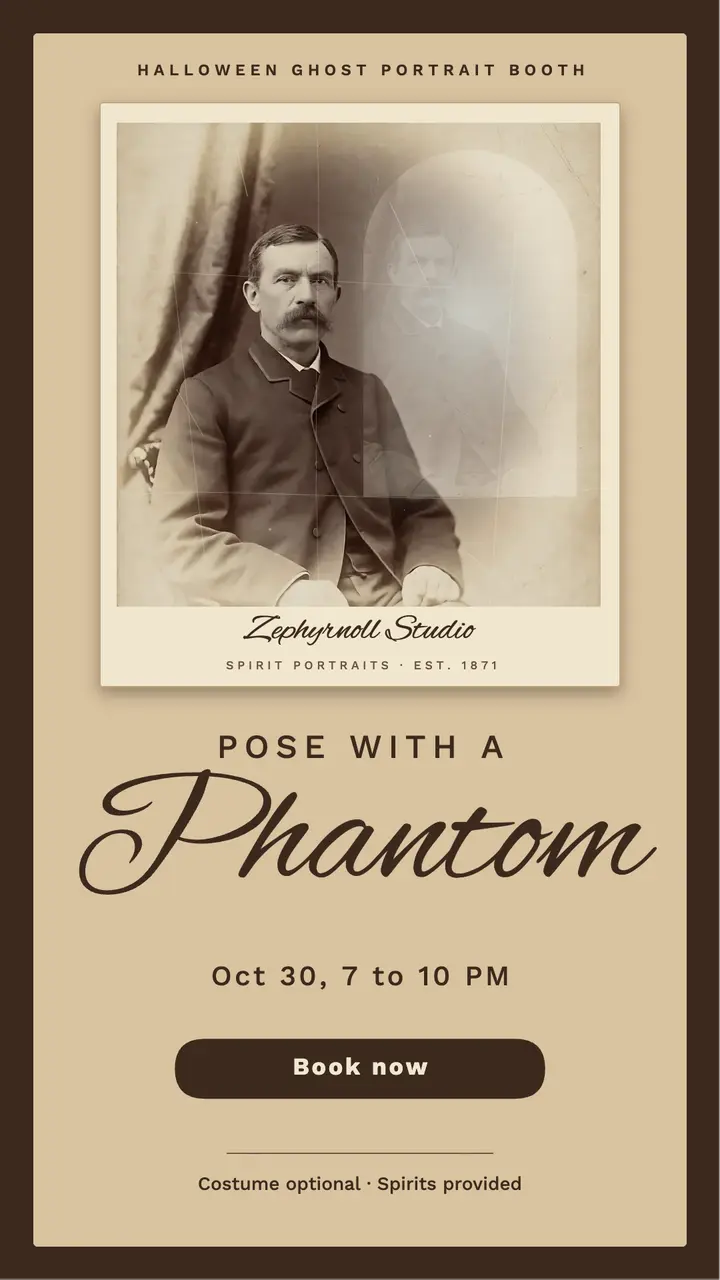 Zephyrnoll ghost portrait booth spirit photograph story template