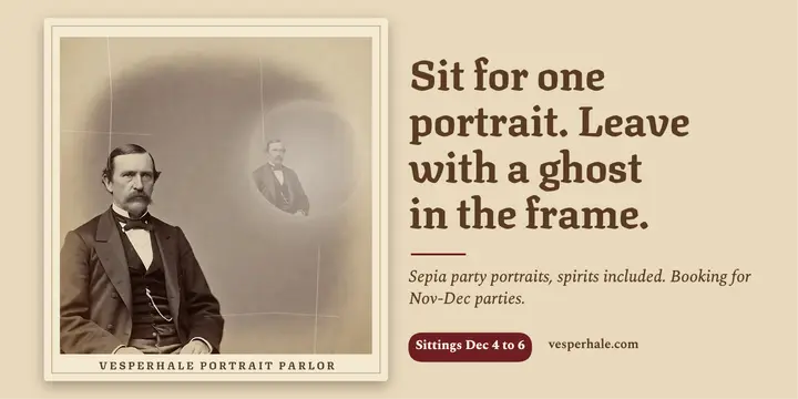 Ghost portrait booth post, spirit photograph template