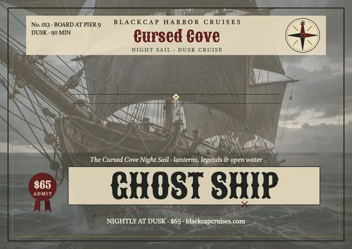 Blackcap ghost ship night sail certificate template