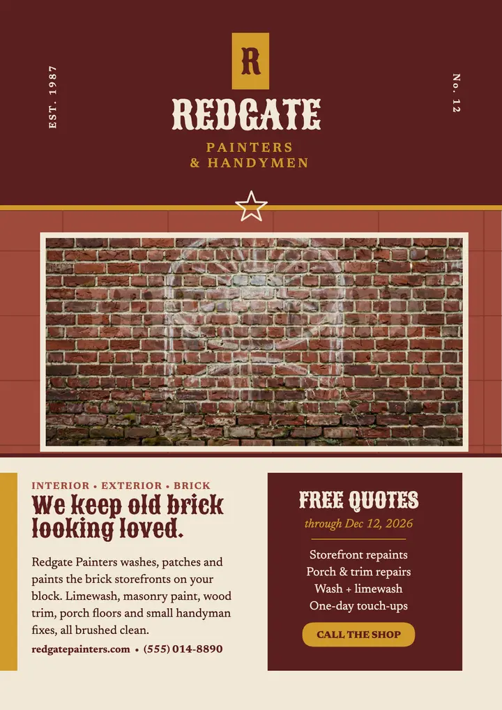 Redgate Painters ghost sign flyer template