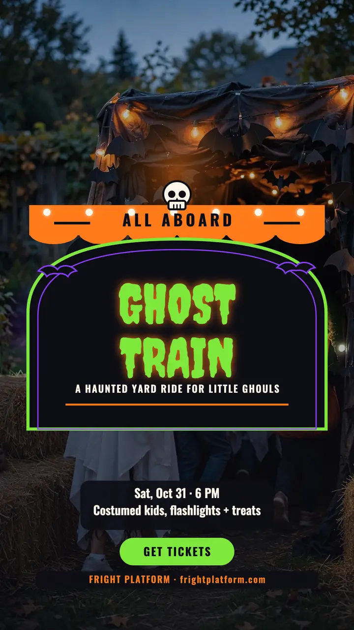 Fright Platform ghost train yard party story: ghost train party story template