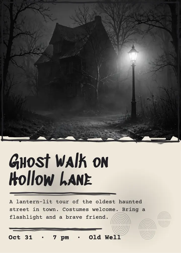 Hollow Lane ghost walk invitation template